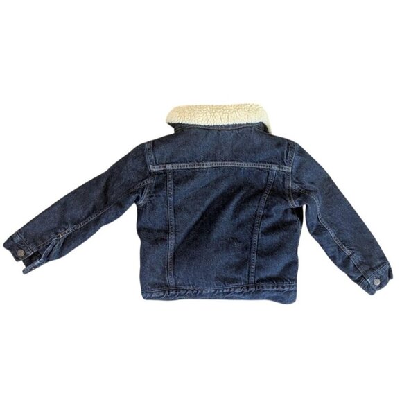 Gap Jean Jacket Kid Denim Sherpa Lined Small (6/7) Button Blue - Picture 2 of 5